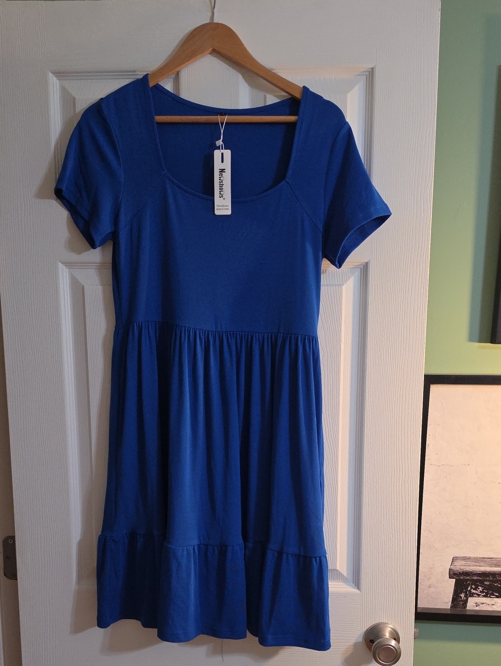 Cobalt Scoop Neck Tiered Dress